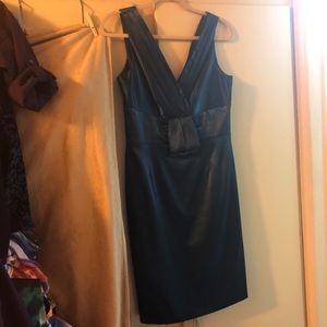 Coldwater Creek Teal Satin Sheath Dress Sz 10